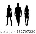 Business people, vector silhouettes of men and women. Team work 132707220