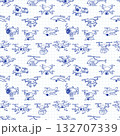 Seamless vector pattern of hand-drawn drones in a playful sketch style. Can be used for wallpaper, pattern fills, textile, web page background, surface textures. 132707339