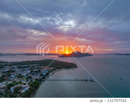 Amazing The sky looked like flames over the islands 132707582