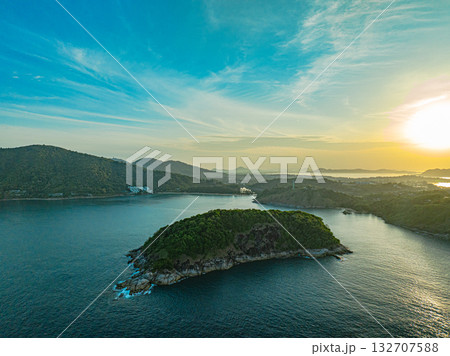 Aerial view Man island in front Promthep viewpoint. 132707588