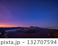 Aerial view the first light shine on Bromo volcano group twilight. 132707594