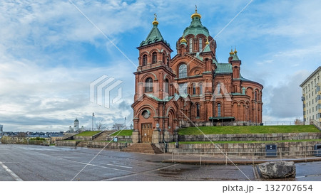 Uspenski Cathedral facade in Helsinki 132707654