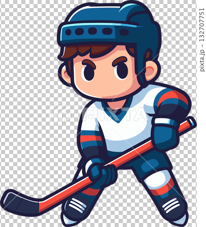 Illustration of an ice hockey player holding a stick 132707751