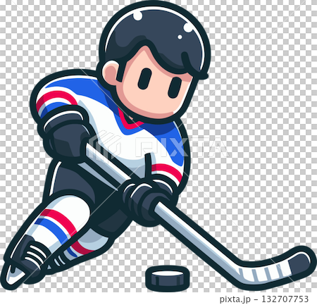 ドリブルするアイスホッケー選手のイラスト ドリブルするアイスホッケー選手のイラスト 132707753