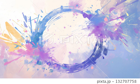 スプラッシュ アート  抽象 カラフル 背景素材 テクスチャ ブラシストローク 染み 筆跡 ペイント 132707758