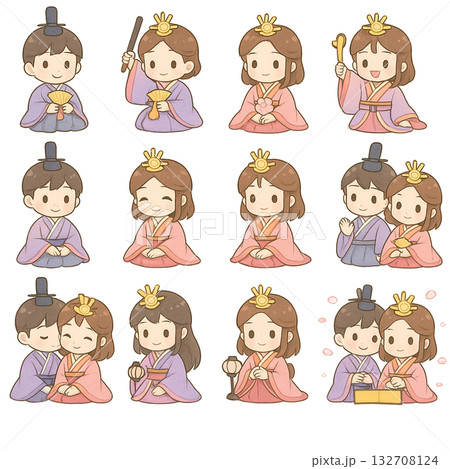 ひな祭り向けアイコンセット ひな祭り向けアイコンセット 132708124