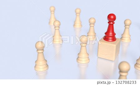 The Red chess for Leader concept 3d Rendering. The Red chess for Leader concept 3d Rendering. 132708233