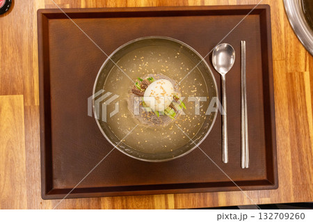 Korean food. Cold buckwheat noodles Korean food. Cold buckwheat noodles 132709260
