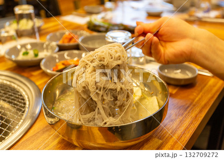 Korean food. Cold buckwheat noodles Korean food. Cold buckwheat noodles 132709272