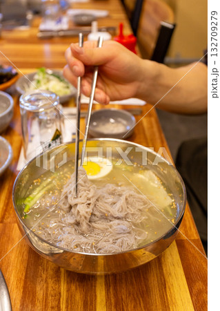 Korean food. Cold buckwheat noodles Korean food. Cold buckwheat noodles 132709279