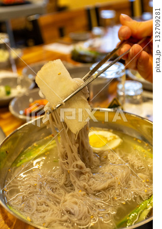 Korean food. Cold buckwheat noodles 132709281