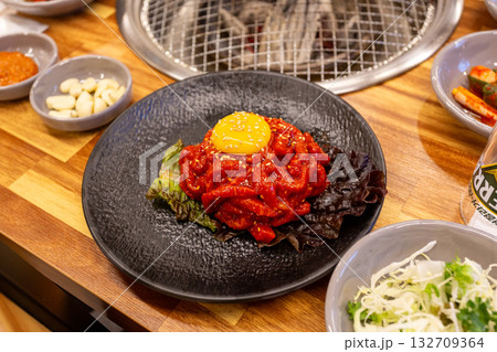 Korean food. Korean beef tartare Korean food. Korean beef tartare 132709364