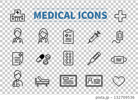 醫療和醫院相關醫療圖示集 132709536