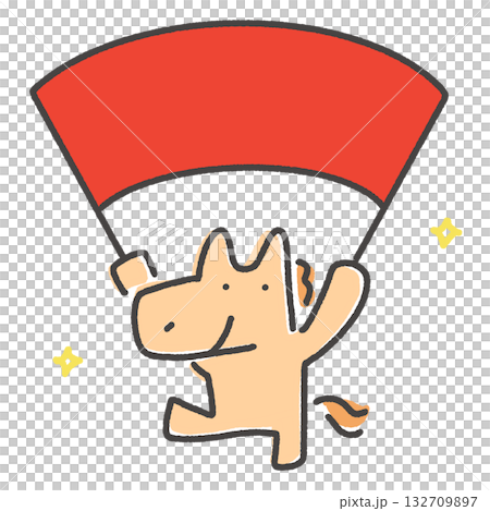 馬兒雙爪持旗，新年素材，文字空間，頁邊距 132709897