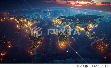 Global Network Connections and Earth at Night Global Network Connections and Earth at Night 132710015