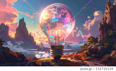 Lightbulb World Creative Landscape Concept 132710134