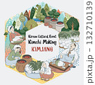 Kimjang Korean Cultural Event Kimchi Making Vector Illustration Template 132710139