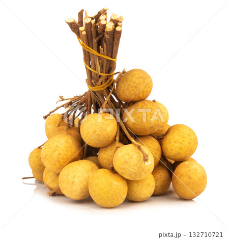 Longan Fruits with Branch on White Background 132710721