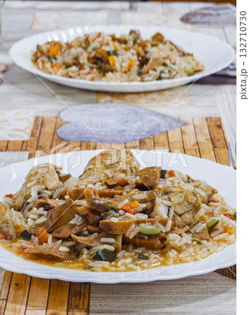 Wild mushrooms sauteed with garlic and parsley in olive oil. Mediterranean cuisine 132710730