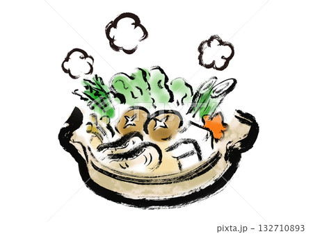 鍋物 和風筆書きイラスト 鍋物 和風筆書きイラスト 132710893