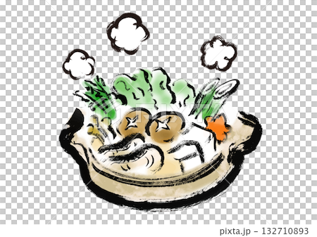 鍋物 和風筆書きイラスト 鍋物 和風筆書きイラスト 132710893