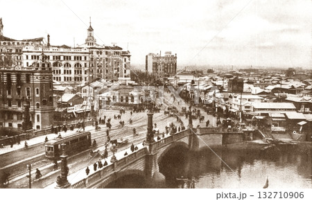 古写真　1924-1927年　東京　日本橋のパノラマ 132710906