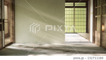 Muji style, Empty wooden room,Cleaning japandi room interior, 3D rendering 132711160