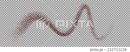 Coffee powder top view. Grounded cocoa squiggle background. Noise dark brown gradients fly curved shape. Grainy texture splash wavy long textured element. Dotwork seed form. Vector gritty wavy line Coffee powder top view. Grounded cocoa squiggle background. Noise dark brown gradients fly curved shape. Grainy texture splash wavy long textured element. Dotwork seed form. Vector gritty wavy line 132711226