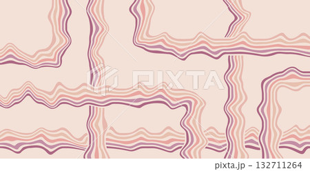Groovy rainbow pink lines background. Wavy stripes vintage purple colors cover. Playful squiggle wave arch wall design. Vector retro scallop wiggle ornament Groovy rainbow pink lines background. Wavy stripes vintage purple colors cover. Playful squiggle wave arch wall design. Vector retro scallop wiggle ornament 132711264