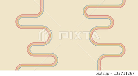 Groovy rainbow classic pipe lines background. Wavy stripes vintage colors cover. Playful squiggle wave arch wall design. Vector retro beige wiggle ornament Groovy rainbow classic pipe lines background. Wavy stripes vintage colors cover. Playful squiggle wave arch wall design. Vector retro beige wiggle ornament 132711267