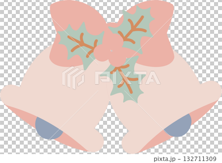 bell with holly berries winter christmas ornaments decoration element, flat png illustration cartoon design 132711309