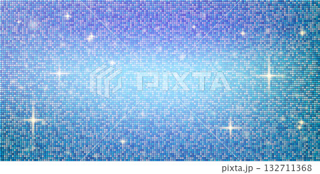 Abstract fashion sequin pixel square mosaic pattern background. Blue mirror glitter texture and sequins shine. Cool neon sparkle background with light reflection. Vector festive disco ball design Abstract fashion sequin pixel square mosaic pattern background. Blue mirror glitter texture and sequins shine. Cool neon sparkle background with light reflection. Vector festive disco ball design 132711368