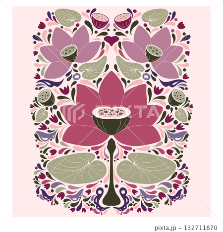 cute card with floral frame 132711870
