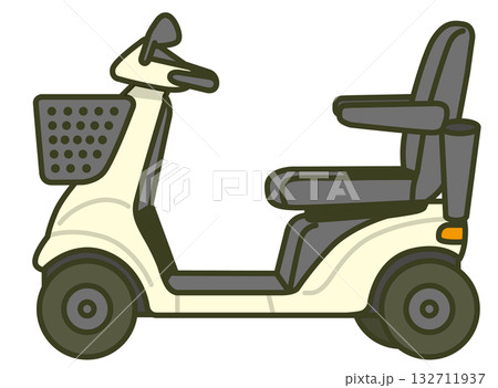 電動シルバーカーのイラスト(高齢者用・歩行補助・介護・移動支援) 電動シルバーカーのイラスト(高齢者用・歩行補助・介護・移動支援) 132711937
