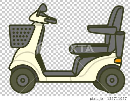 電動シルバーカーのイラスト(高齢者用・歩行補助・介護・移動支援) 電動シルバーカーのイラスト(高齢者用・歩行補助・介護・移動支援) 132711937