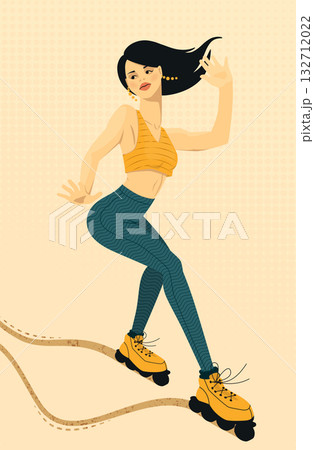 A young and athletic woman roller skating 132712022