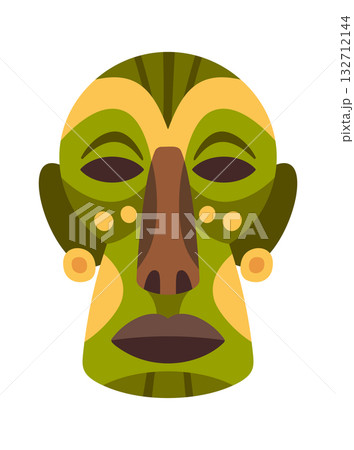 Green ceremonial african mask cartoon 132712144