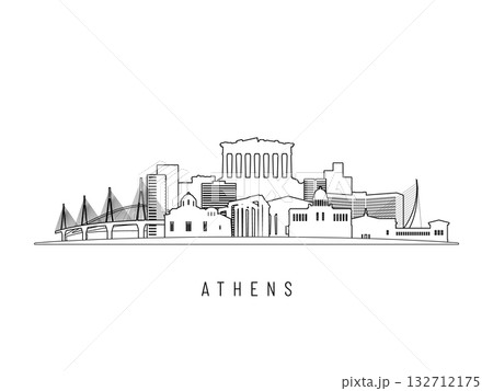 Detailed Athens skyline vector illustration. Detailed Athens skyline vector illustration. 132712175