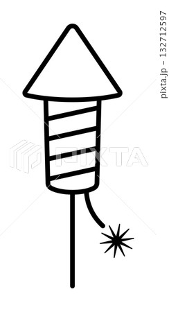Festive firework rocket. Outline icon. Editable stroke. Minimalistic black linear design symbolizing celebration, holiday, party, and New Year event. Illustration for decoration, greeting, and festive Festive firework rocket. Outline icon. Editable stroke. Minimalistic black linear design symbolizing celebration, holiday, party, and New Year event. Illustration for decoration, greeting, and festive 132712597