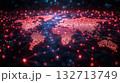 Red and blue globe with many dots on it 132713749