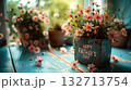 Vase of flowers with the words Happy Father's Day written on it 132713754