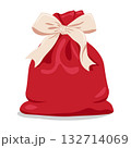 Red Gift Bag with Cream Ribbon Bow Isolated on White Background for Christmas and Holiday Design 132714069