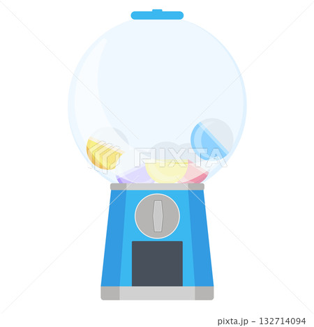 カプセルトイ筐体（ガチャガチャ）とカラフルなカプセルのイラスト-残少 132714094