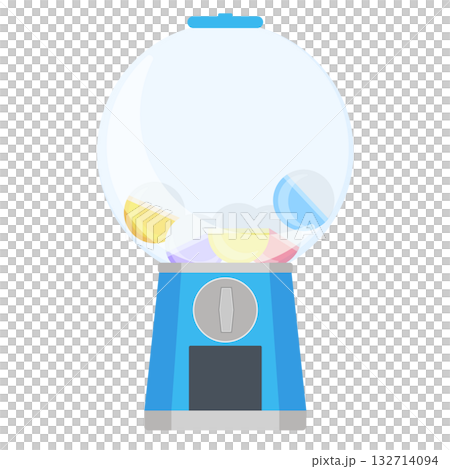 カプセルトイ筐体（ガチャガチャ）とカラフルなカプセルのイラスト-残少 132714094