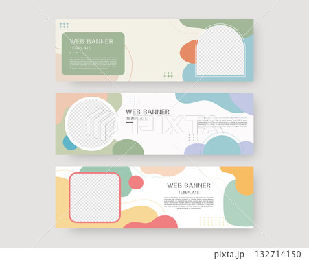 Web banner template set. Collection of horizontal banners design. Vector illustration. 132714150