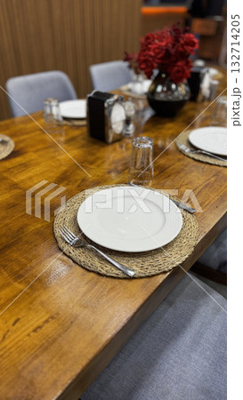 table setting restaurant cafe without people. High quality photo 132714205