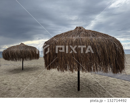 Beach chair sunset. High quality photo Beach chair sunset. High quality photo 132714492