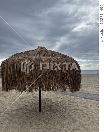 Beach chair sunset. High quality photo Beach chair sunset. High quality photo 132714494