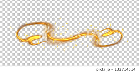 Golden light trail with sparkling particles and luminous streaks on transparent background for luxury celebration event Golden light trail with sparkling particles and luminous streaks on transparent background for luxury celebration event 132714514