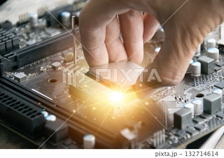 The concept of the CPU chip is like the brain of the computer. The concept of the CPU chip is like the brain of the computer. 132714614